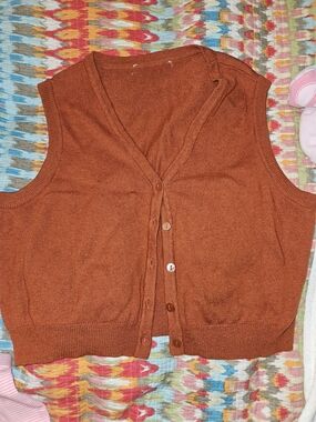 Rust Orange Women's Button-Front Knit Vest
